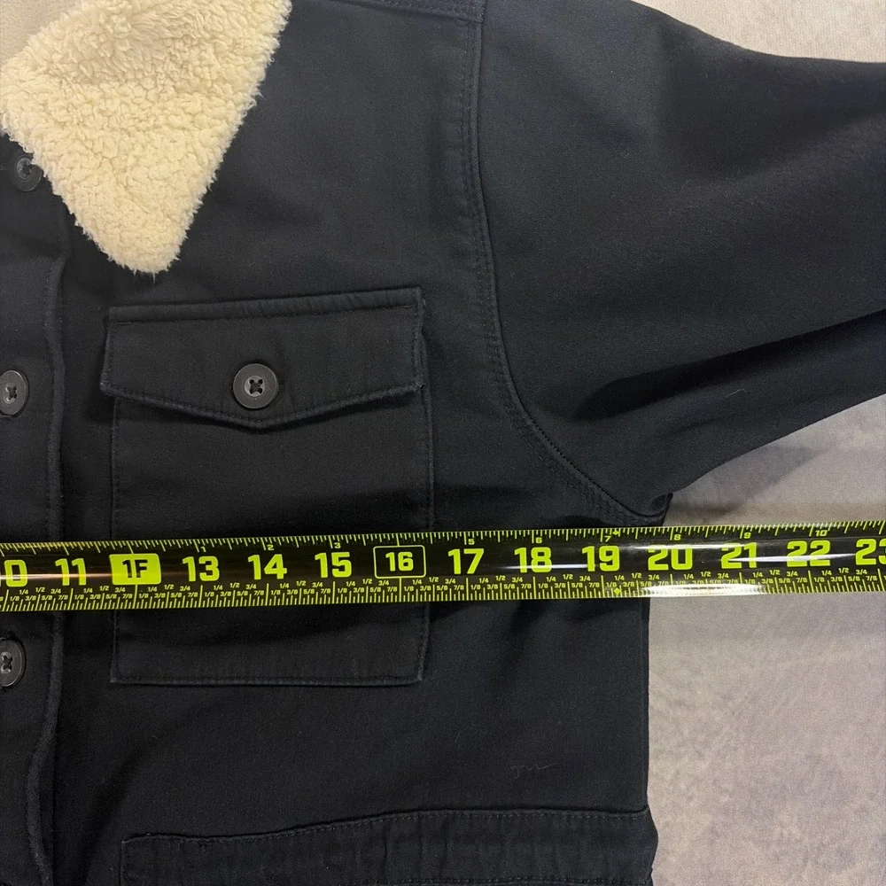 Hang Ten Jacket Womens Medium Black Sherpa Lined Utility Canvas Coat